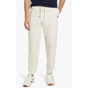 Russell Athletic Mens Cream Fleece Joggers With Ribbed Waistband & Drawstring Si